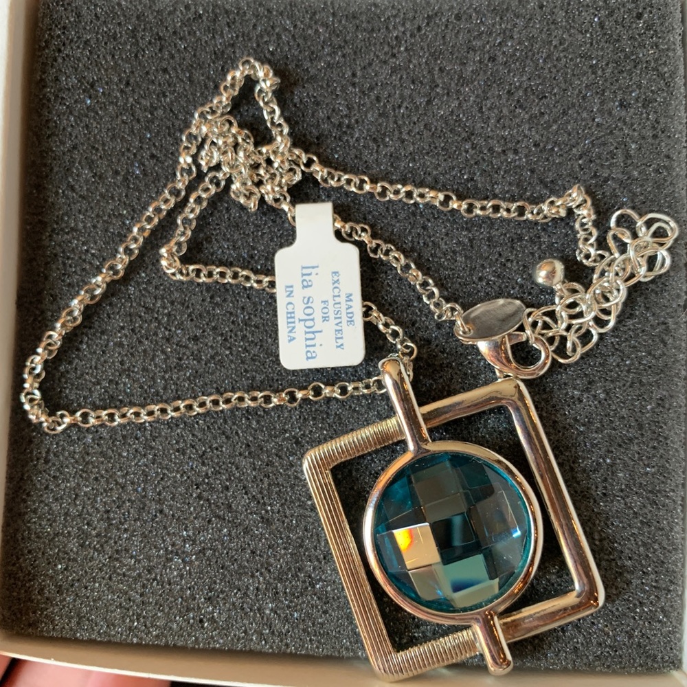 LIA SOPHIA BLUE PENDANT SILVER NECKLACE